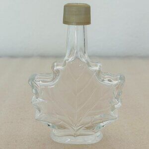 🍁 Maple Leaf 🍁 Shaped Vintage Syrup Empty Glass Bottle with Embossed Leaf